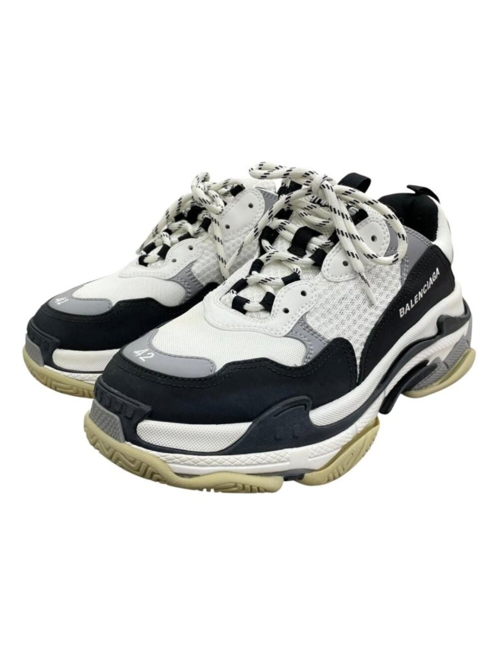 Balenciaga Sneakers Triple S Logo Embroidery 42 White Black